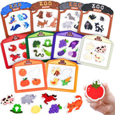 JoyCat Wooden Fridge Magnets for Toddlers, Animal Color Sorting Set, 50 PCS