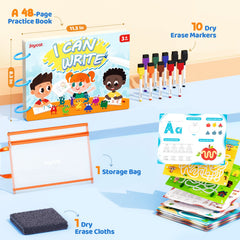 48 Page Reusable Handwriting Practice Book – Dry-Erase Letters, Numbers & Maze Learning Activity Set