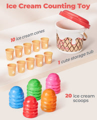 JoyCat Ice Cream Preschool Learning Activities Counting and Color Sorting Set Stacking Toys