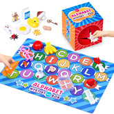Alphabet Mystery Box for Kids – 26 Miniature Object Learning Toys with Double-Sided Letter Board