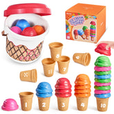 JoyCat Ice Cream Preschool Learning Activities Counting and Color Sorting Set Stacking Toys