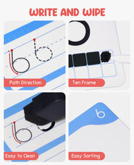 Dry Erase Alphabet & Number Flash Cards (47 Pcs) – Reusable Writing Set with Ten Frames & Directional Arrows