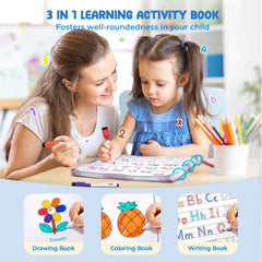 48 Page Reusable Handwriting Practice Book – Dry-Erase Letters, Numbers & Maze Learning Activity Set