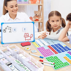 JoyCat 265 Phonics Magnetic Letter Tiles, ABC Word Building Kit with Folder