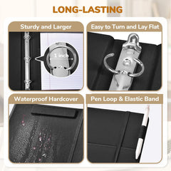 3 Ring Binder Portfolio Clipboard with Storage – PU Leather Organizer with Magnetic Board & 5 Dividers
