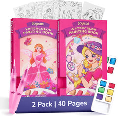 JoyCat 2 Pack Makeup & Princess Paint with Water Coloring Books for Kids Ages 3-8