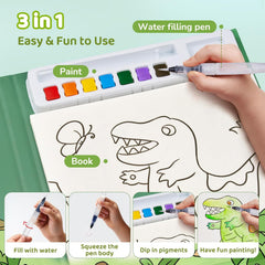 JoyCat Paint with Water Coloring Book for Kids Ages 3-8, Dinosaur & Vehicle, Mess-Free