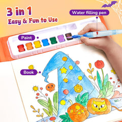 JoyCat Halloween Tiny Elves 2-in-1 Paint with Water Craft Book for Kids Ages 4-8
