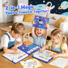 JoyCat Space 2-in-1 Paint with Water Craft Book for Kids Ages 4-8
