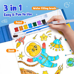 JoyCat Space Paint with Water Coloring Book for Kids Ages 3-8