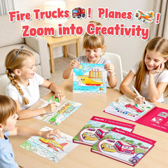 JoyCat Transportation Paint with Water Coloring Book for Kids Ages 3-8