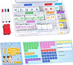 JoyCat 265 Phonics Magnetic Letter Tiles, with 3 Word Building Folder