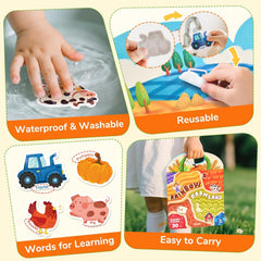 JoyCat Reusable Sticker Book Set, 3-Pack, 90 Stickers, Farm Pizza Weather