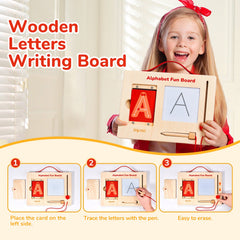 Wooden Letter & Number Tracing Board – Fine Motor Skill Writing Practice with Directional Arrows