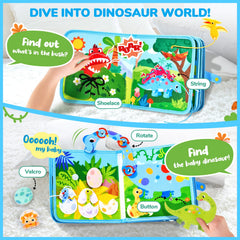 JoyCat Dinosaur Busy Book for Toddlers 2-4, Montessori Quiet Activity Toy