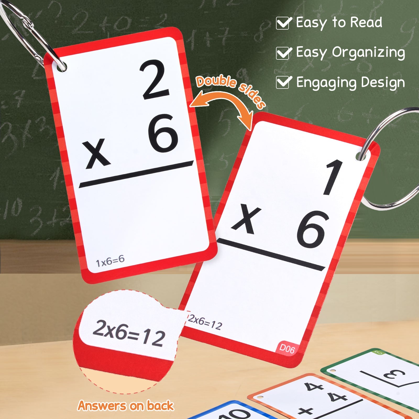 JoyCat 288 Math Flash Cards & Leanring Chart, 4 Operations