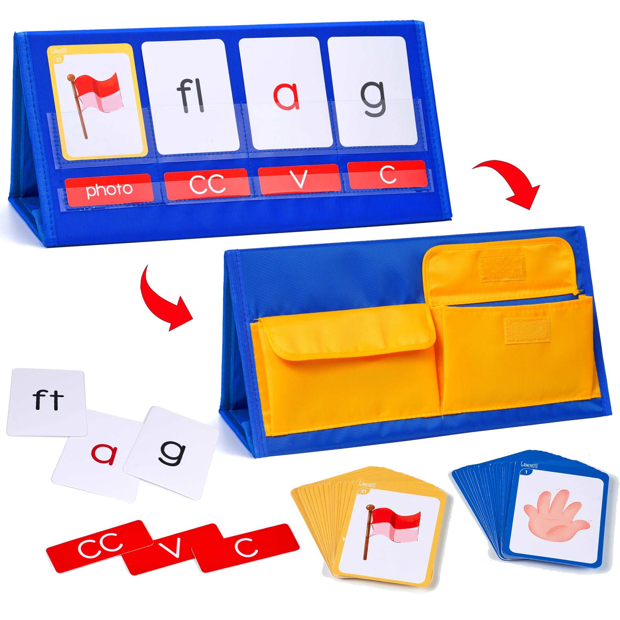 Kindergarten Phonics Blending Kit – Foldable Tabletop Pocket Chart for CVC, CCVC & Silent-e Words