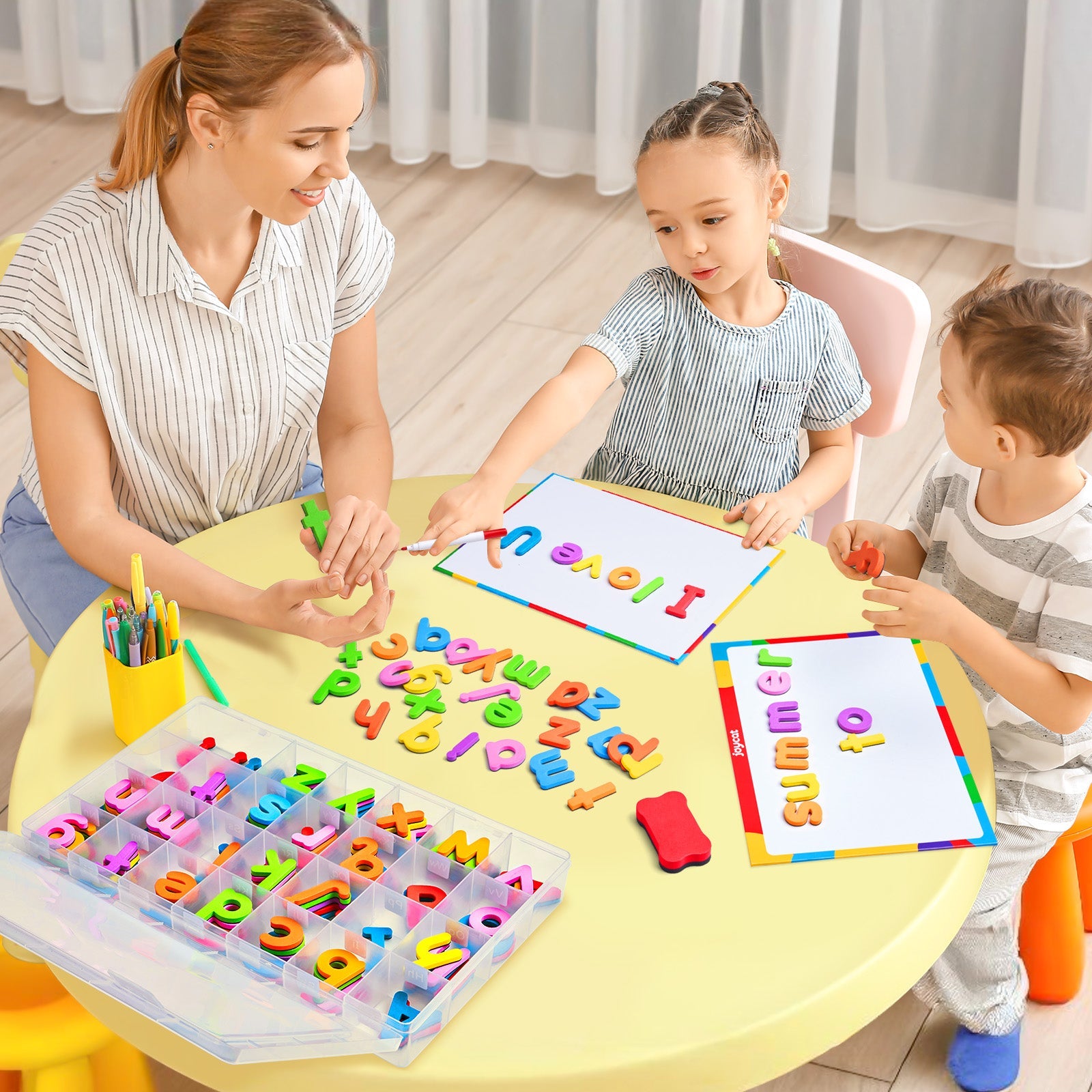 234 Pcs EVA Foam Magnetic Letters Kit – Upper & Lowercase Alphabet Set with Double-Sided Board