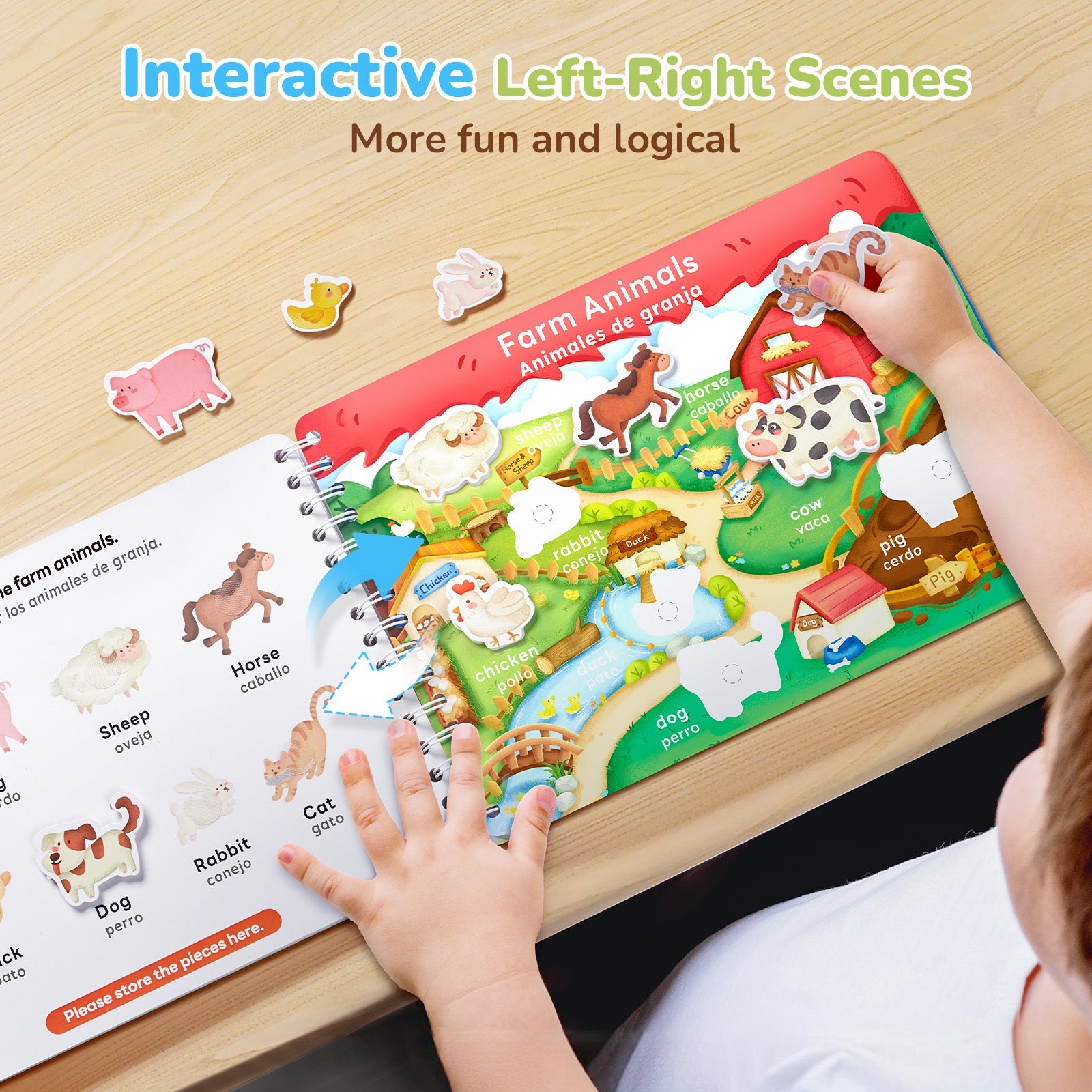 JoyCat Preschool Busy Book for Toddlers Ages 3-5, English and Spanish
