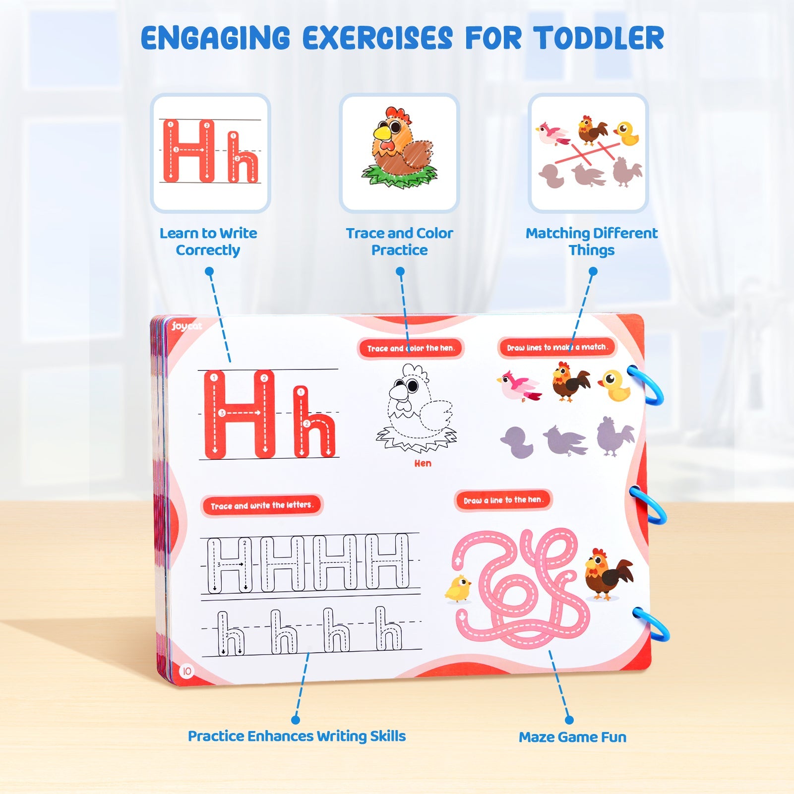 48 Page Reusable Handwriting Practice Book – Dry-Erase Letters, Numbers & Maze Learning Activity Set