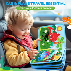 JoyCat Dinosaur Busy Book for Toddlers 2-4, Montessori Quiet Activity Toy