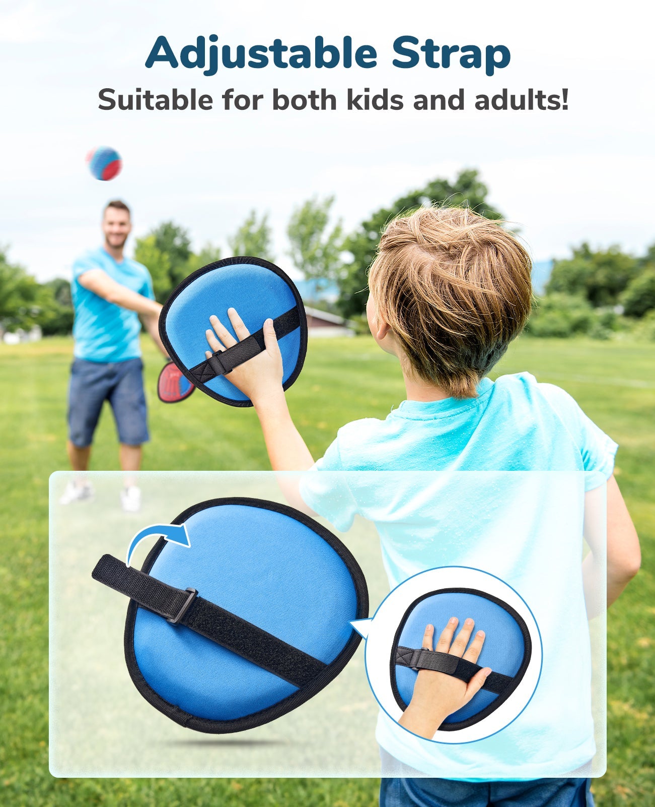 JoyCat Toss and Catch Ball Game for Kids, 4 Paddle Sticky Ball Set, Toddler Baseball Catch Toy