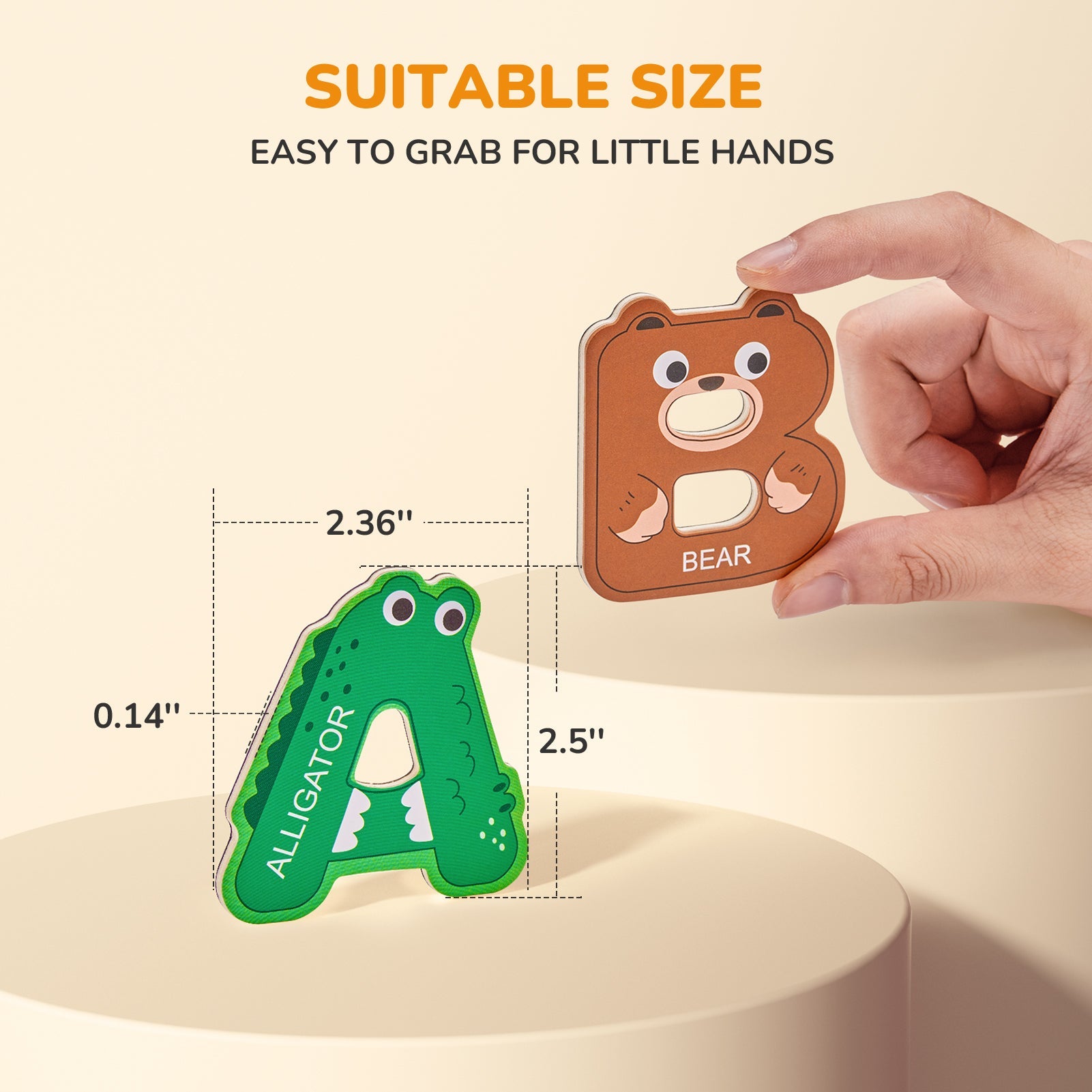 JoyCat Wooden Thick Alphabet Magnets for Toddlers Fridge Large Size Cute Animal Colorful ABC Magnetic Letters