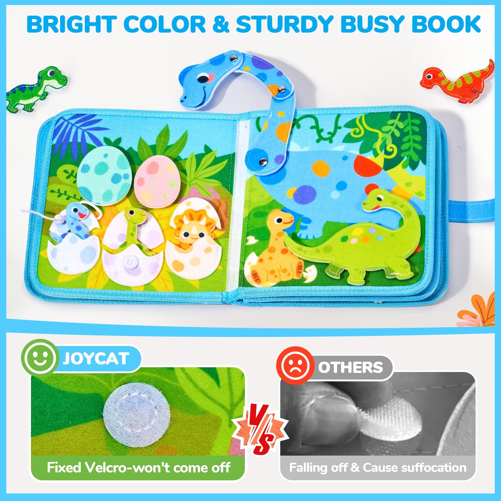 JoyCat Dinosaur Busy Book for Toddlers 2-4, Montessori Quiet Activity Toy