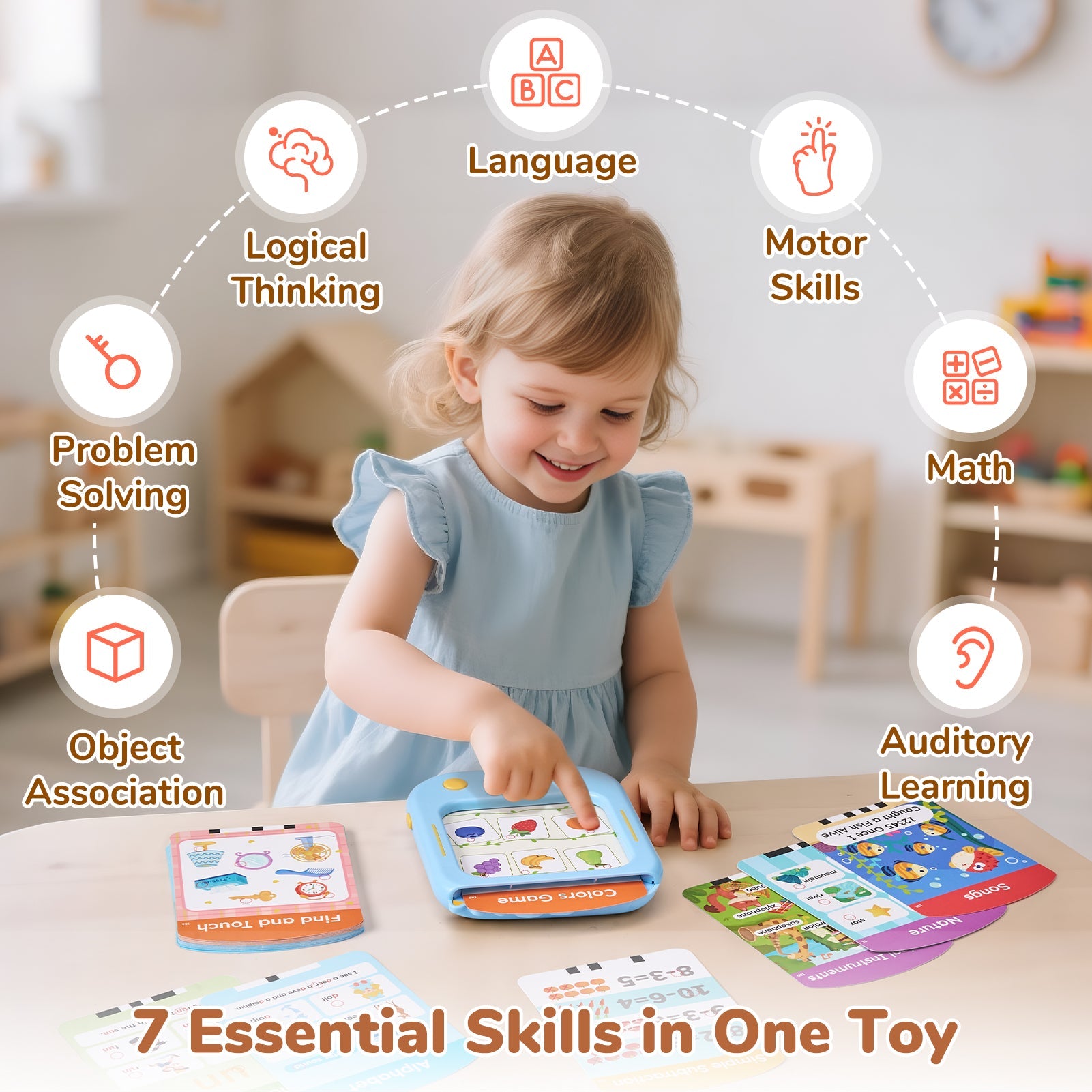 Screen-Free Kids Learning Tablet – Interactive Toddler Learning Tablet with 156 Flash Cards
