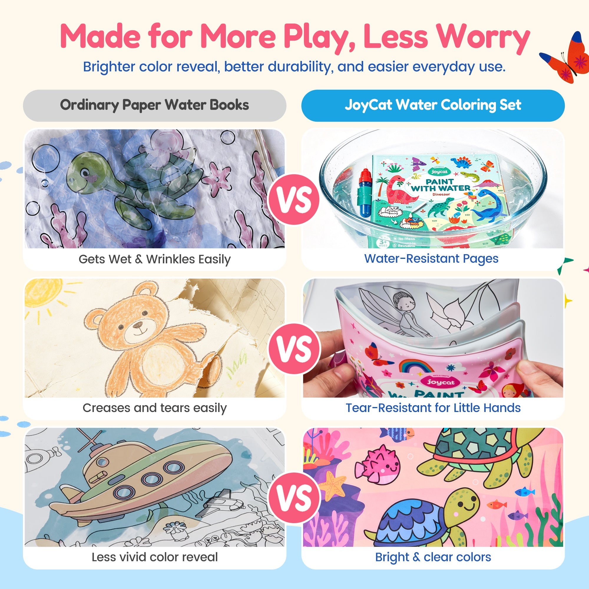 Reusable Water Coloring Books 3 Pack – Fairy, Dinosaur & Ocean