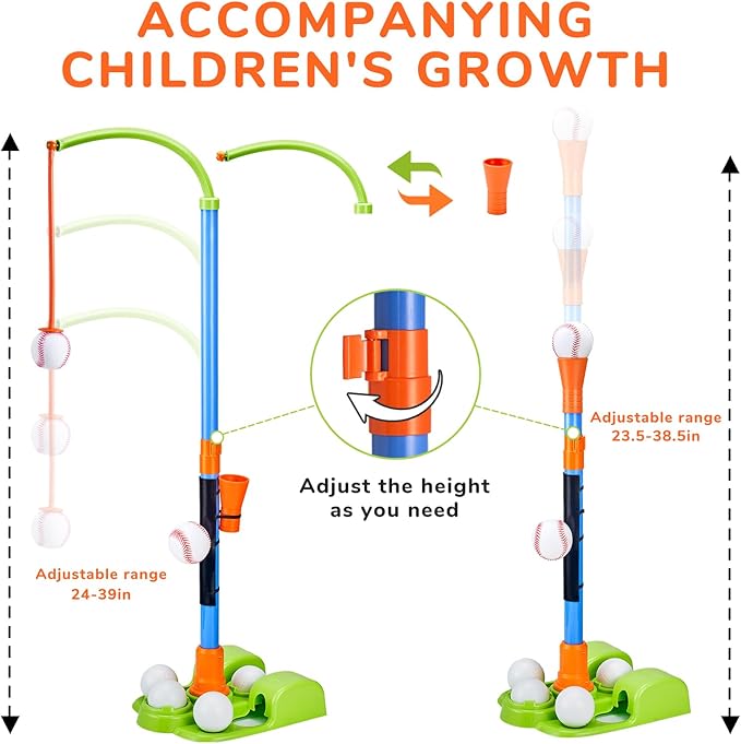 3-in-1 T Ball Set for Kids – Adjustable Height & Automatic Pitching Baseball Training Toy