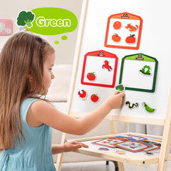 JoyCat Wooden Fridge Magnets for Toddlers, Animal Color Sorting Set, 50 PCS