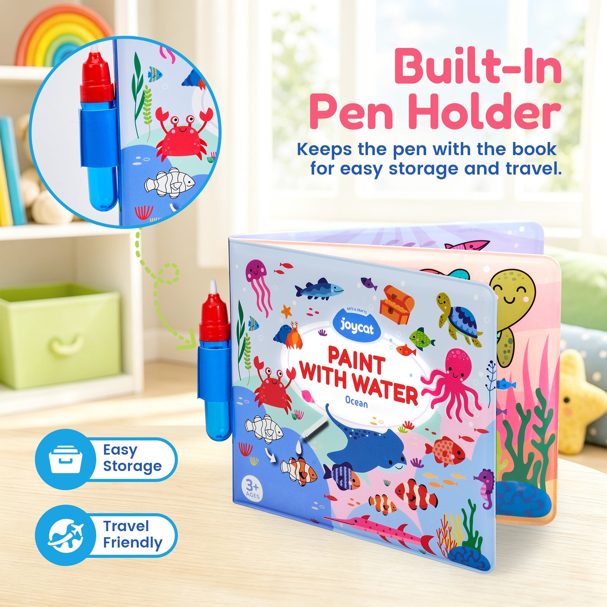 Reusable Water Coloring Books 3 Pack – Fairy, Dinosaur & Ocean
