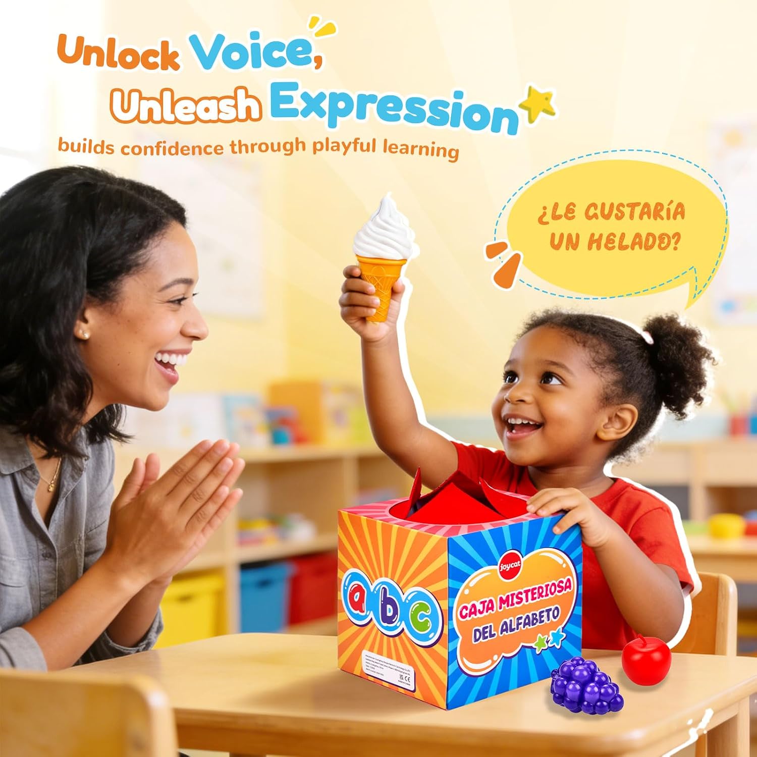Alphabet Mystery Box for Kids – 26 Miniature Object Learning Toys with Double-Sided Letter Board