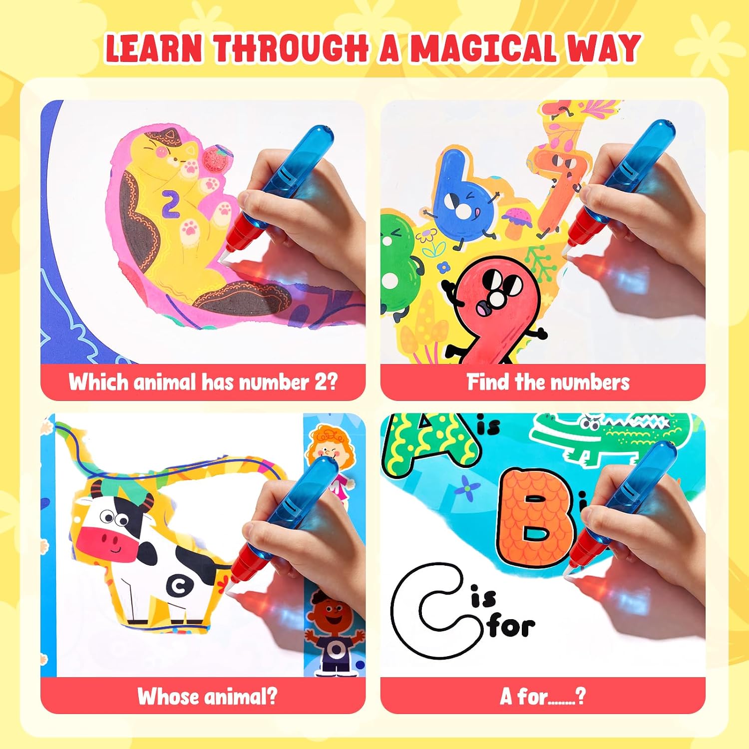 JoyCat Reusable Water Coloring Books for Toddlers 3-5, Alphabet & Number 2-Pack