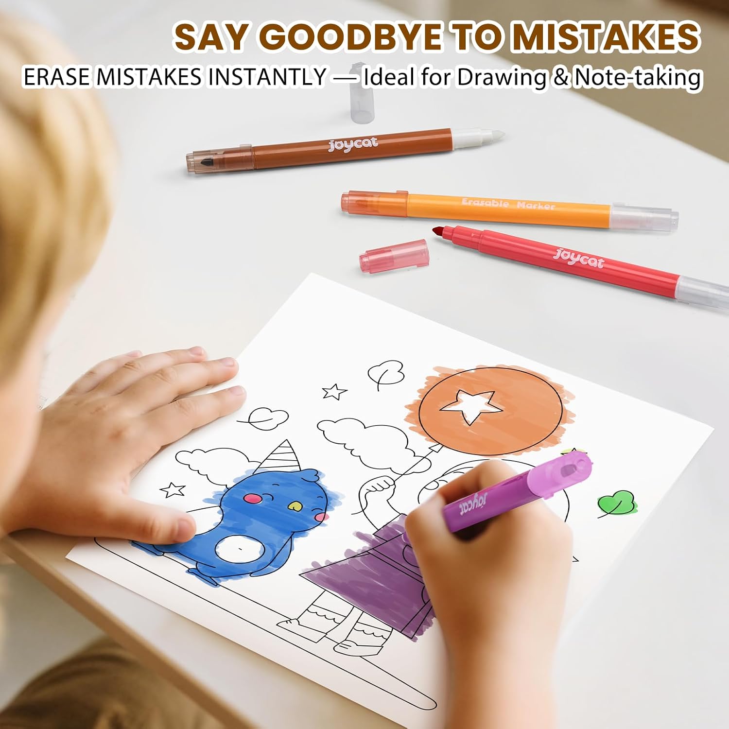 JoyCat Erasable Markers for Kids – 12 Dual-Tip Magic Pens