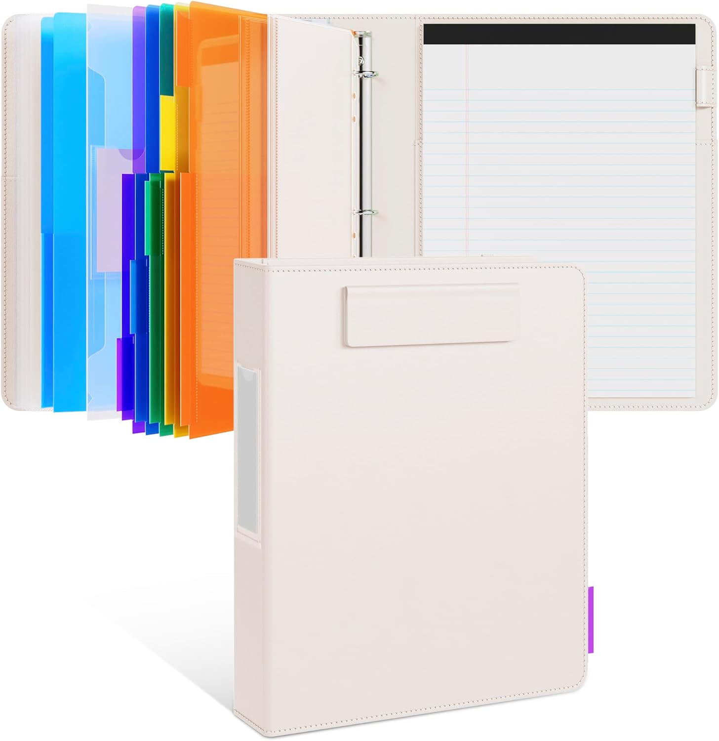 3 Ring Binder Portfolio Clipboard with Storage – PU Leather Organizer with Magnetic Board & 5 Dividers