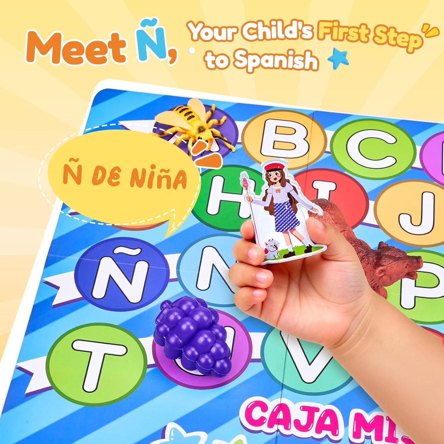 Alphabet Mystery Box for Kids – 26 Miniature Object Learning Toys with Double-Sided Letter Board