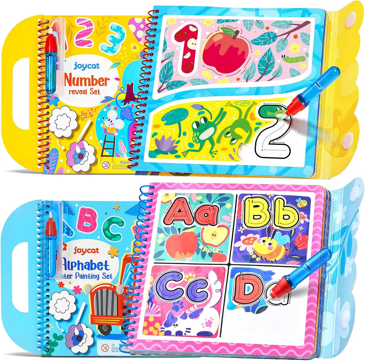 JoyCat Reusable Water Coloring Books for Toddlers 3-5, Alphabet & Number 2-Pack