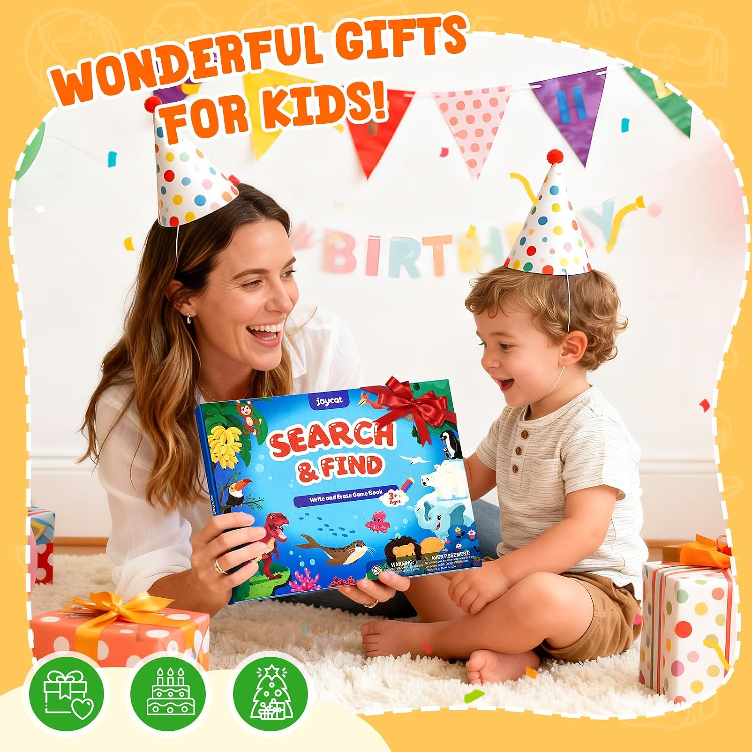 JoyCat Search & Find Activity Book – Reusable Animal Learning Game