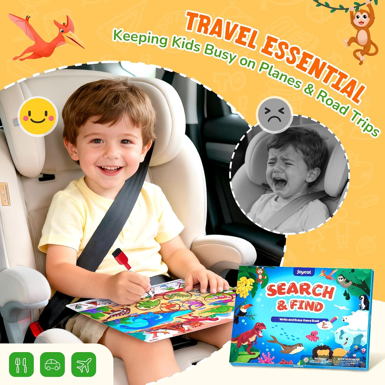 JoyCat Search & Find Activity Book – Reusable Animal Learning Game