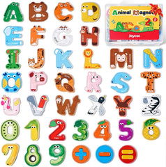 JoyCat Wooden Thick Alphabet Magnets for Toddlers Fridge Large Size Cute Animal Colorful ABC Magnetic Letters