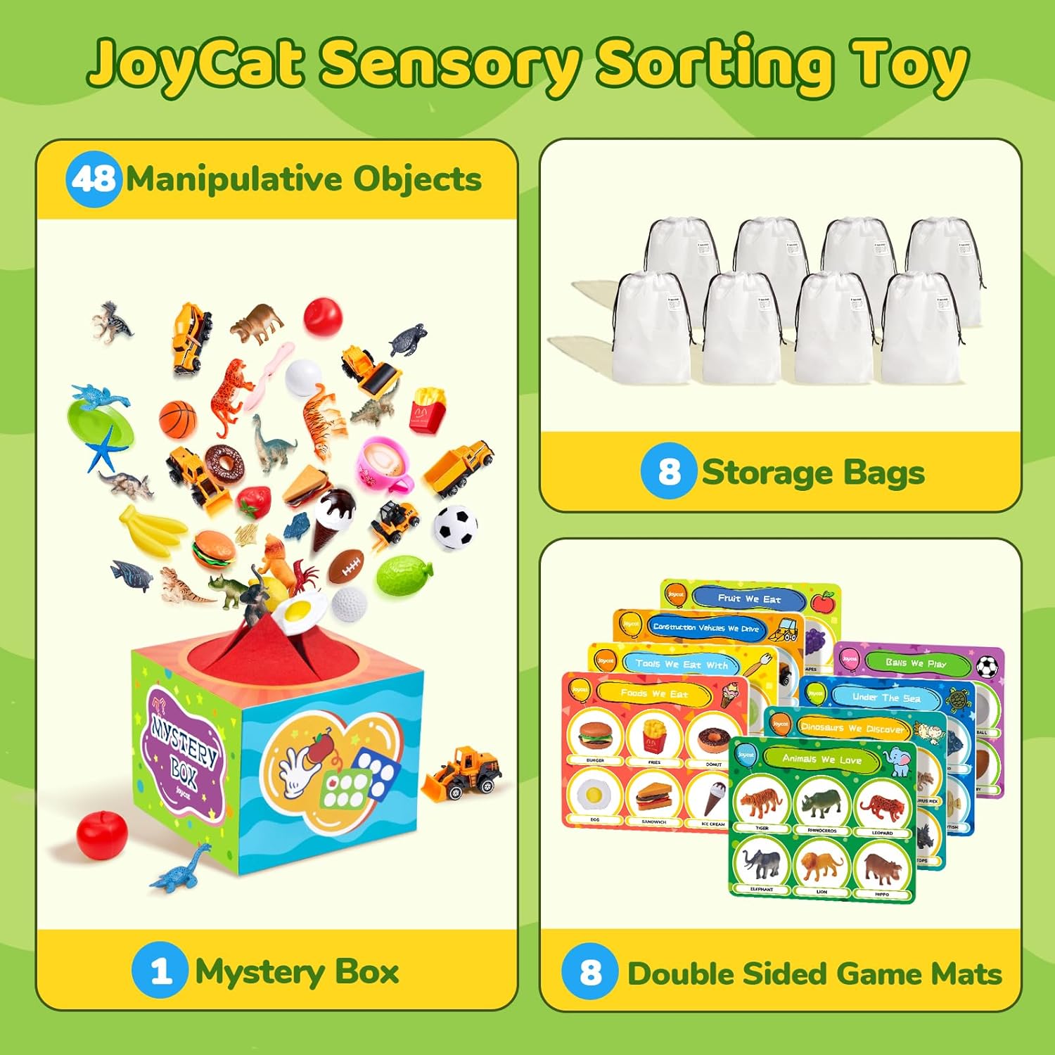Alphabet Mystery Box for Kids – 26 Miniature Object Learning Toys with Double-Sided Letter Board