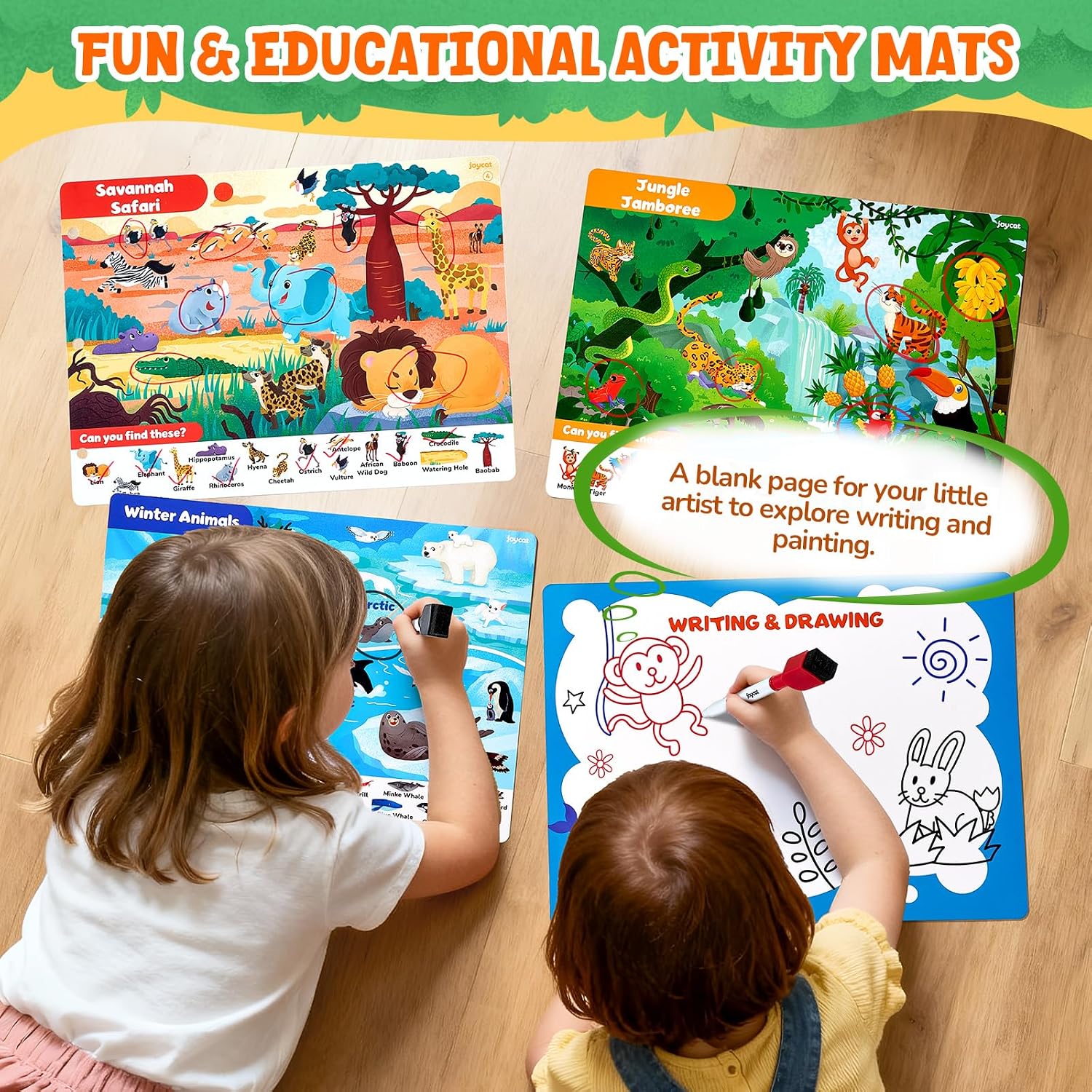 JoyCat Search & Find Activity Book – Reusable Animal Learning Game