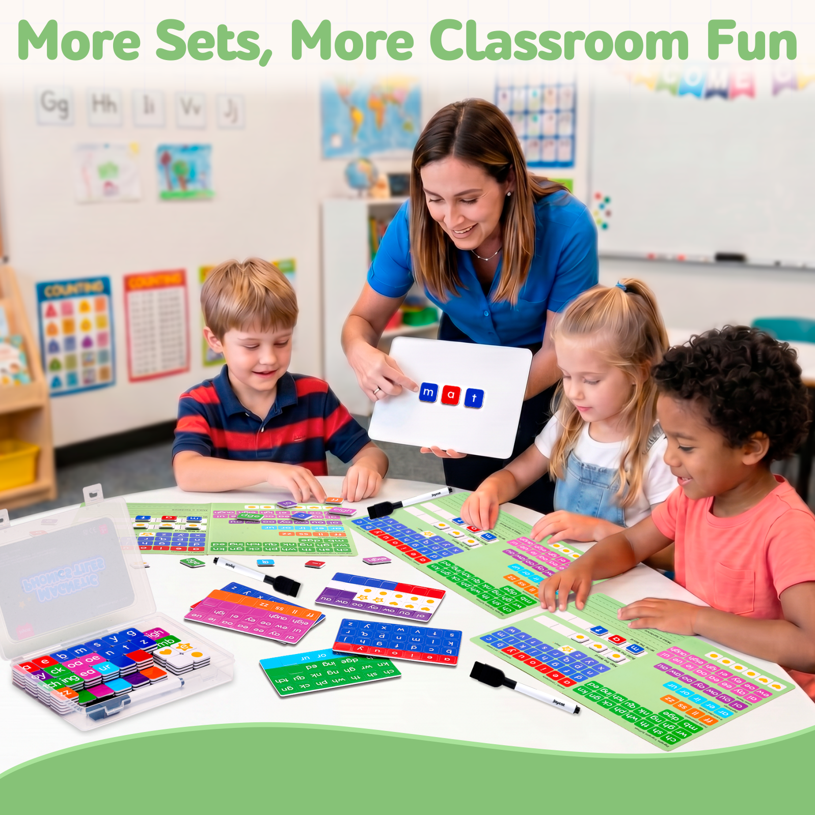 JoyCat 3 Sets Magnetic Letter Tiles for Classroom Phonics Practice