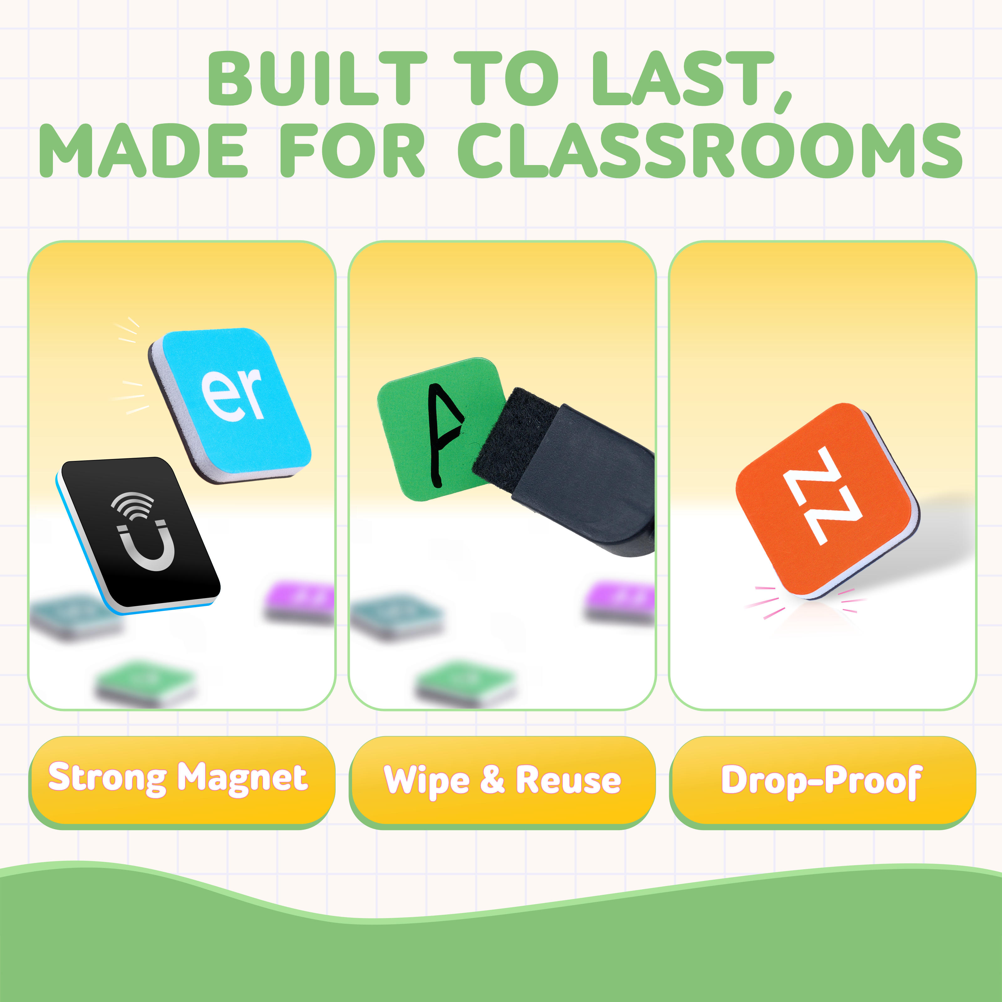 JoyCat 3 Sets Magnetic Letter Tiles for Classroom Phonics Practice