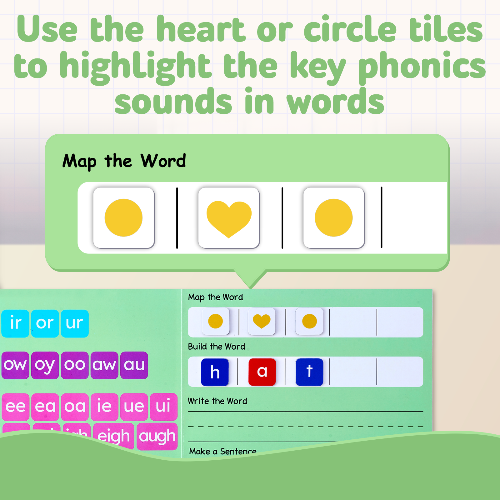 JoyCat 3 Sets Magnetic Letter Tiles for Classroom Phonics Practice