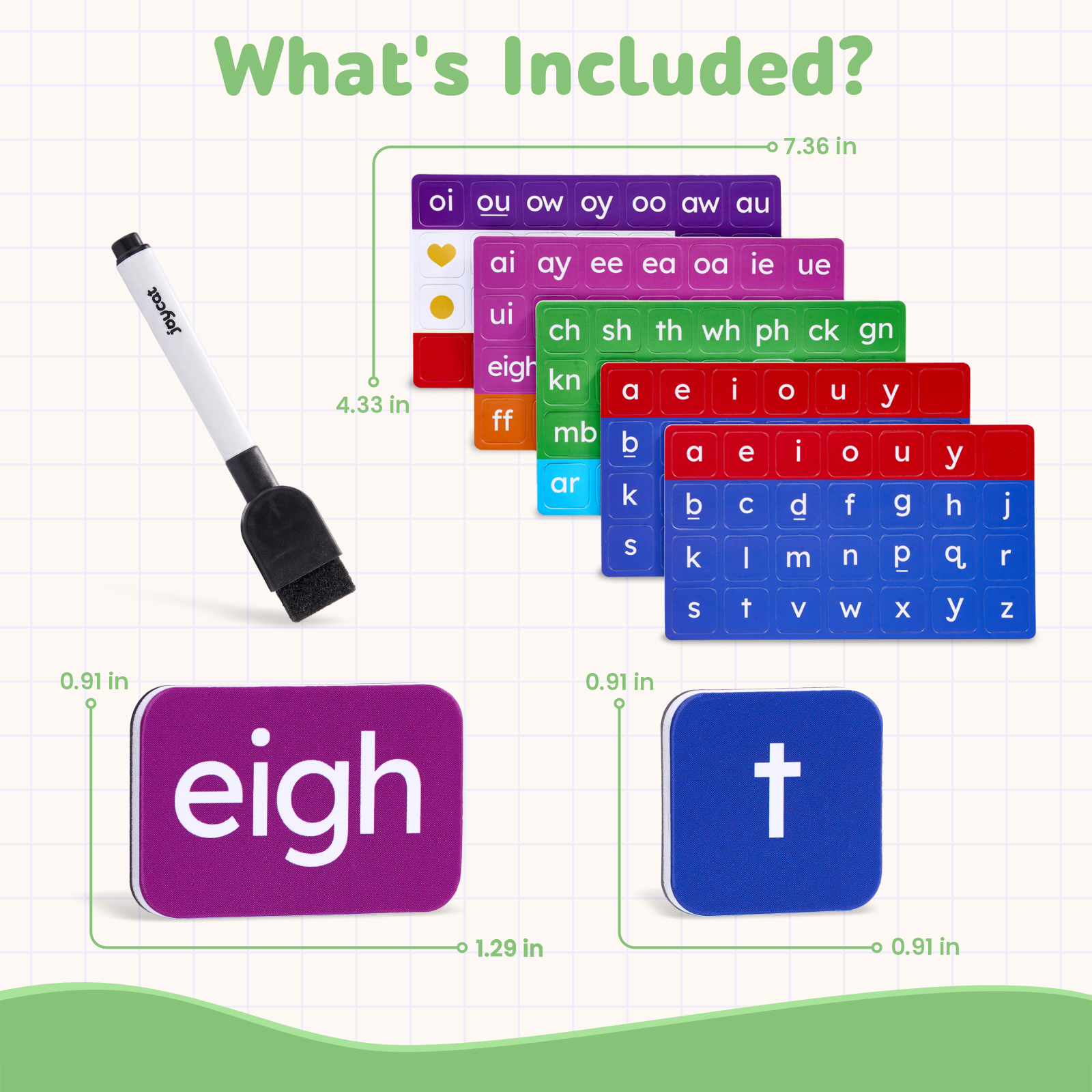 JoyCat 3 Sets Magnetic Letter Tiles for Classroom Phonics Practice