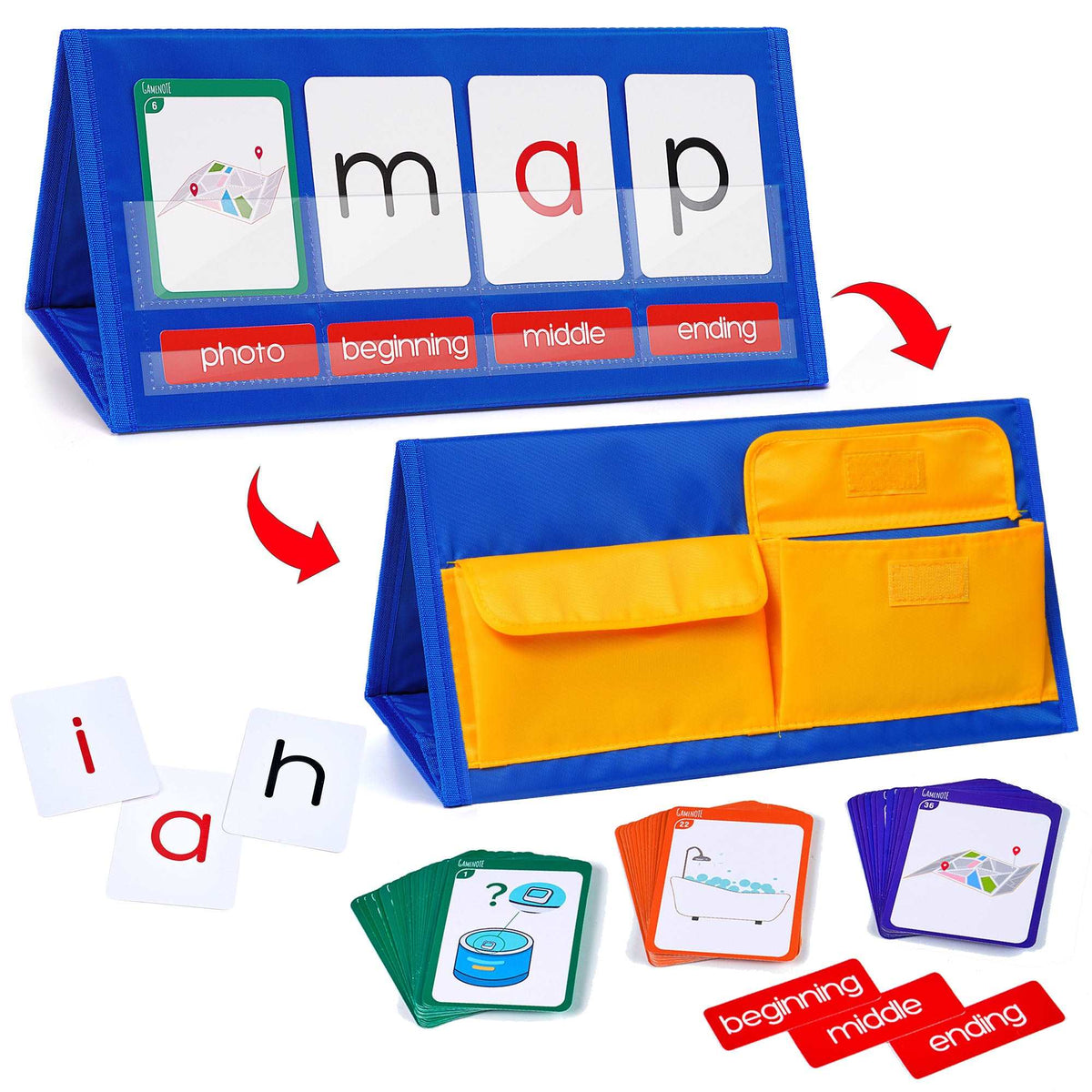 Kindergarten Phonics Blending Kit – Foldable Tabletop Pocket Chart for CVC, CCVC & Silent-e Words