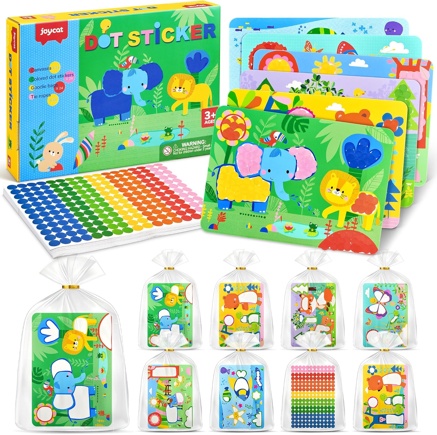 JoyCat 24 Pack Dot Art Party Favors, 4800+ Colored Dot Stickers